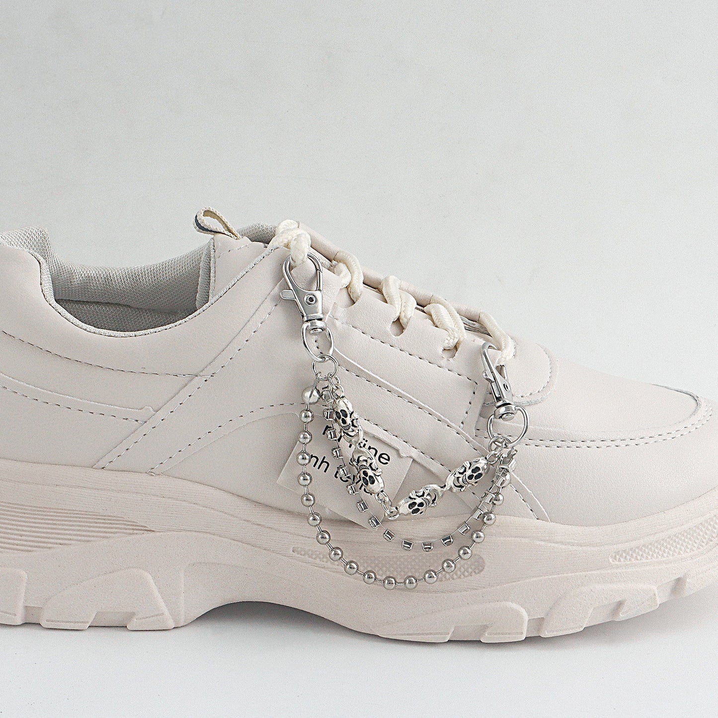 Geometric Skeleton Anklet in Alloy for Women with Round Bead Chain and Fashionable Sporty Design