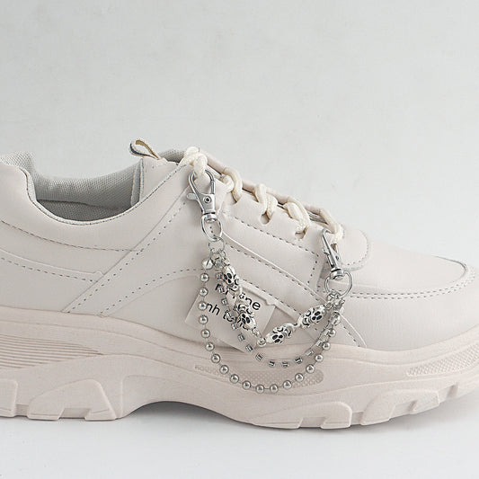 Cavigliera Scheletro Geometrico in Lega per Donna con Catena di Perline Rotonde e Design Sportivo alla Moda