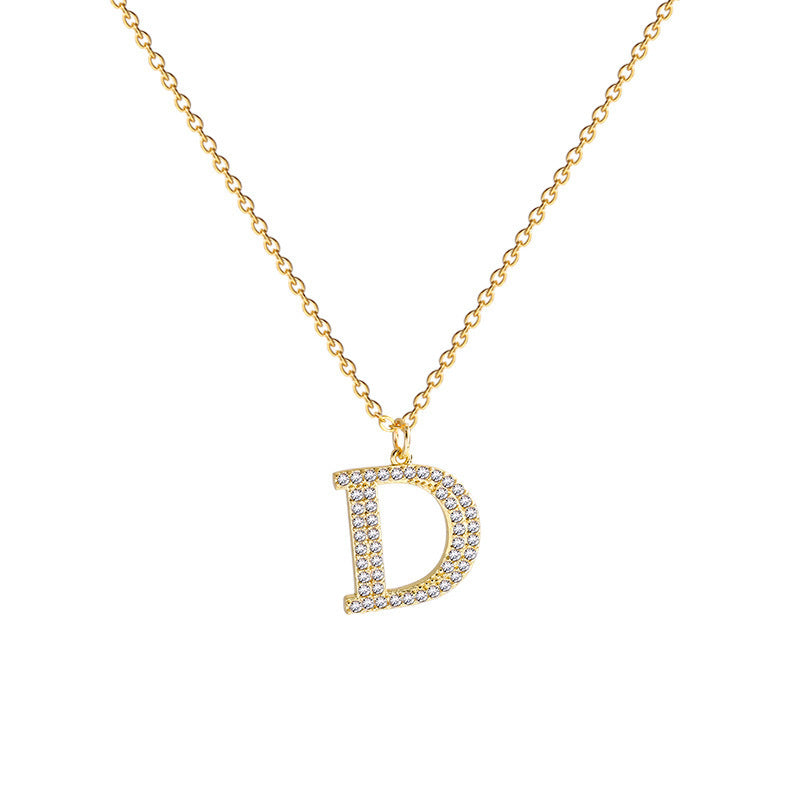 Collar minimalista con inicial "D" de titanio y acero con acabado chapado para mujer, Collar de clavícula con cadena tipo O