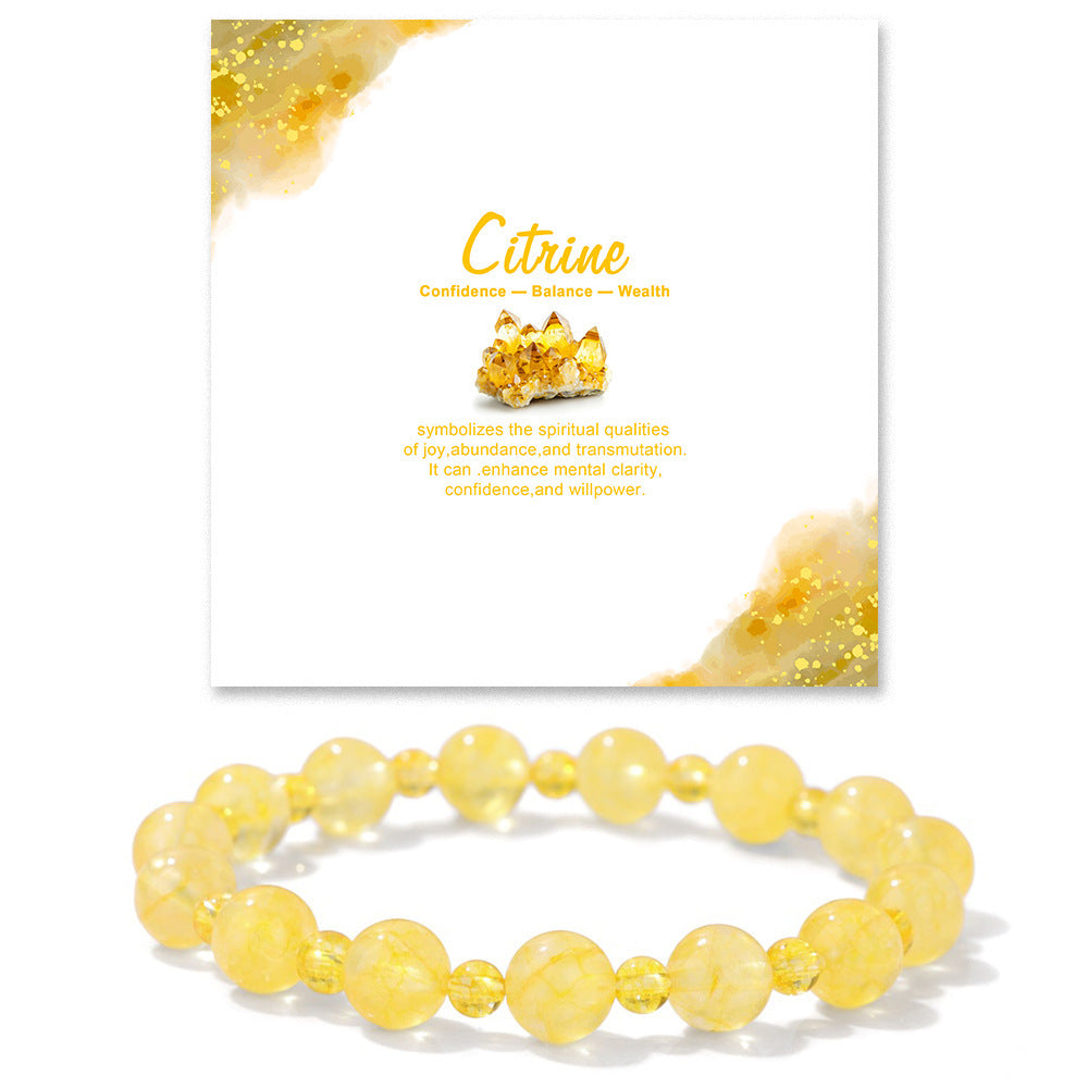 Minimalist Sweet Natural Crystal Beaded Bracelet Unisex 8mm Elastic Stretch Bangle with Star and Geometric Charms