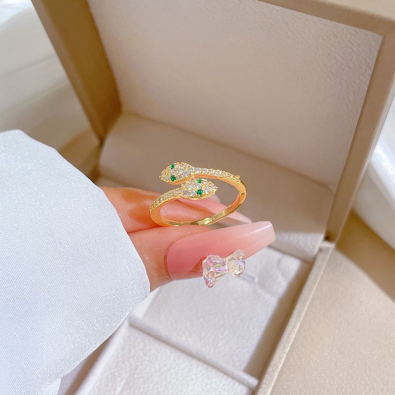 Kawaii Snake Ring Adjustable Brass Ring Women's Minimalist Jewelry