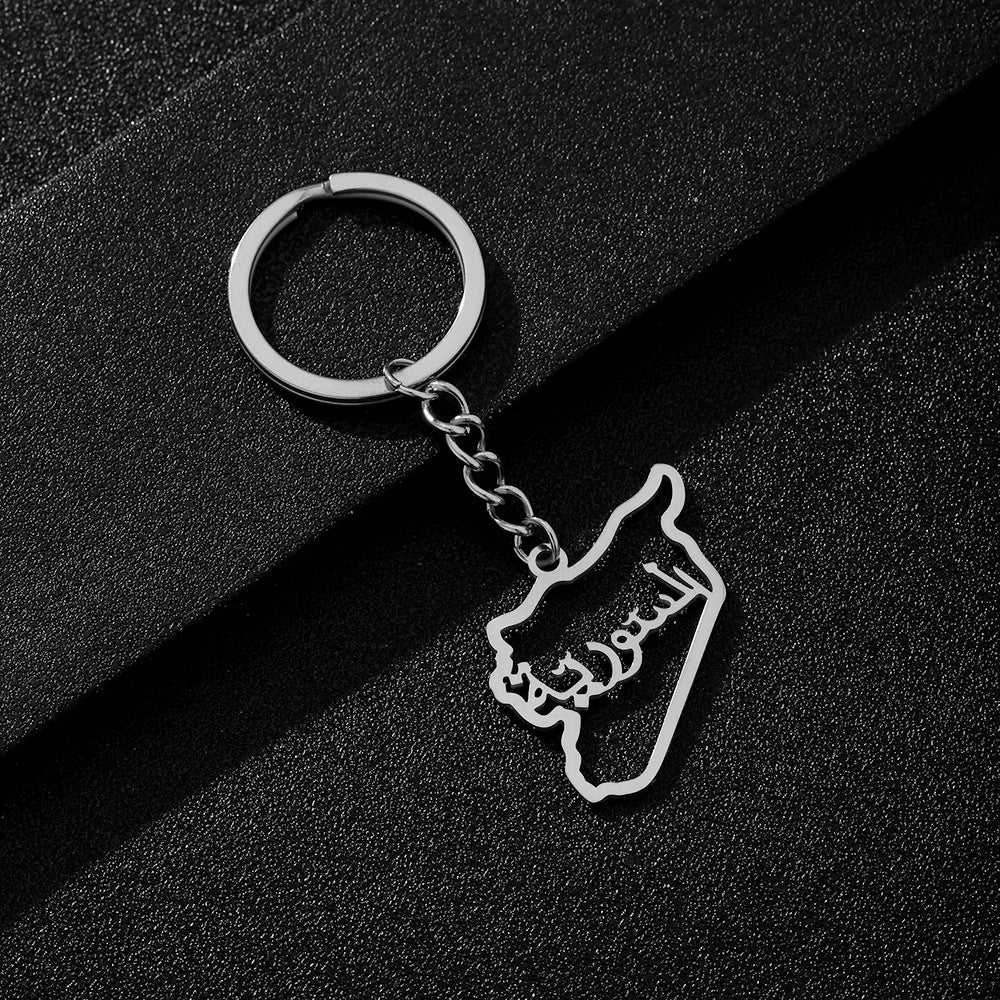 Llavero con Colgante de Letra de Acero Inoxidable Pulido de Estilo Étnico para Hombres y Mujeres