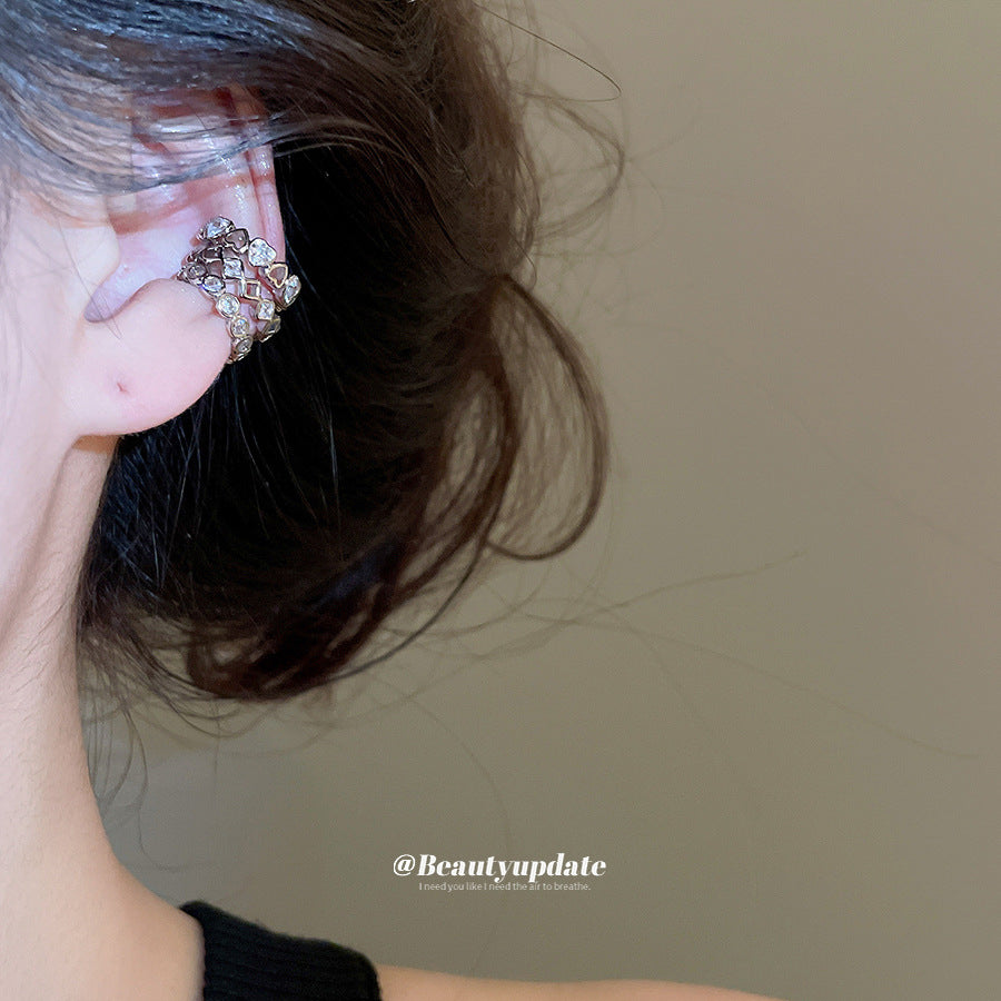 Minimalist Floral and Star-Shaped Zirconia-Set Copper Ear Cuffs for Women