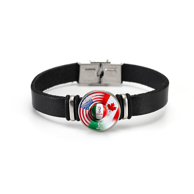 Geometric Plated Leather Bracelet Unisex Fashion Bangle