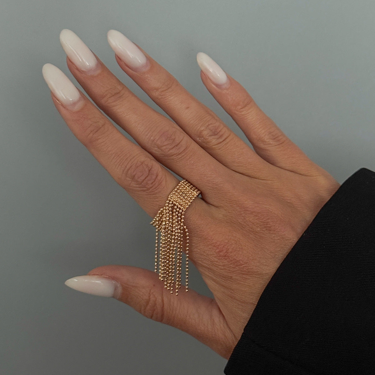 Hip-hop Streetwear Geometric Round Ball Chain Plated Iron Brass Ring for Women