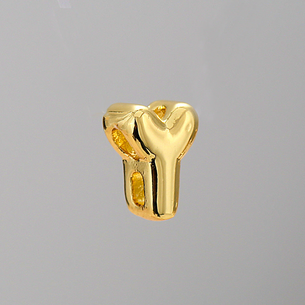 Gold Plated Brass Letter Pendant Stainless Steel Box Chain Necklace Charm Bar