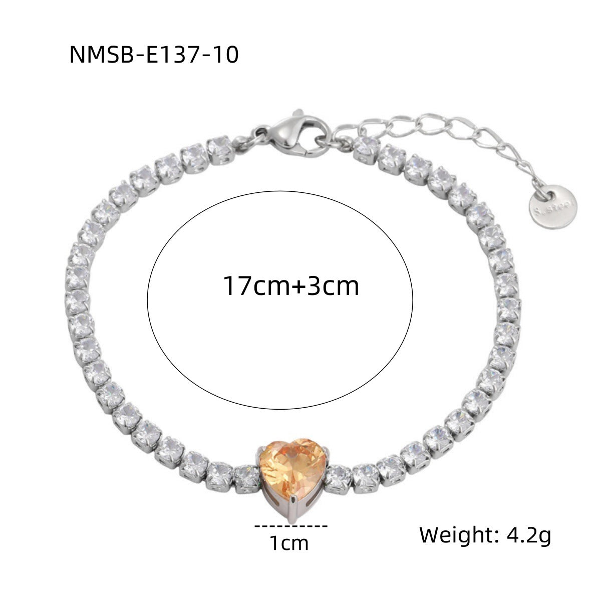Fashion OL Geometric Heart 18K Gold Plated Stainless Steel Rhinestone Bracelet for Women