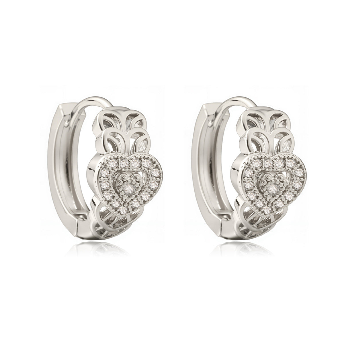 Vintage Geometric Irregular Zirconia Inlaid Copper Earrings for Women with 18K Gold Plating
