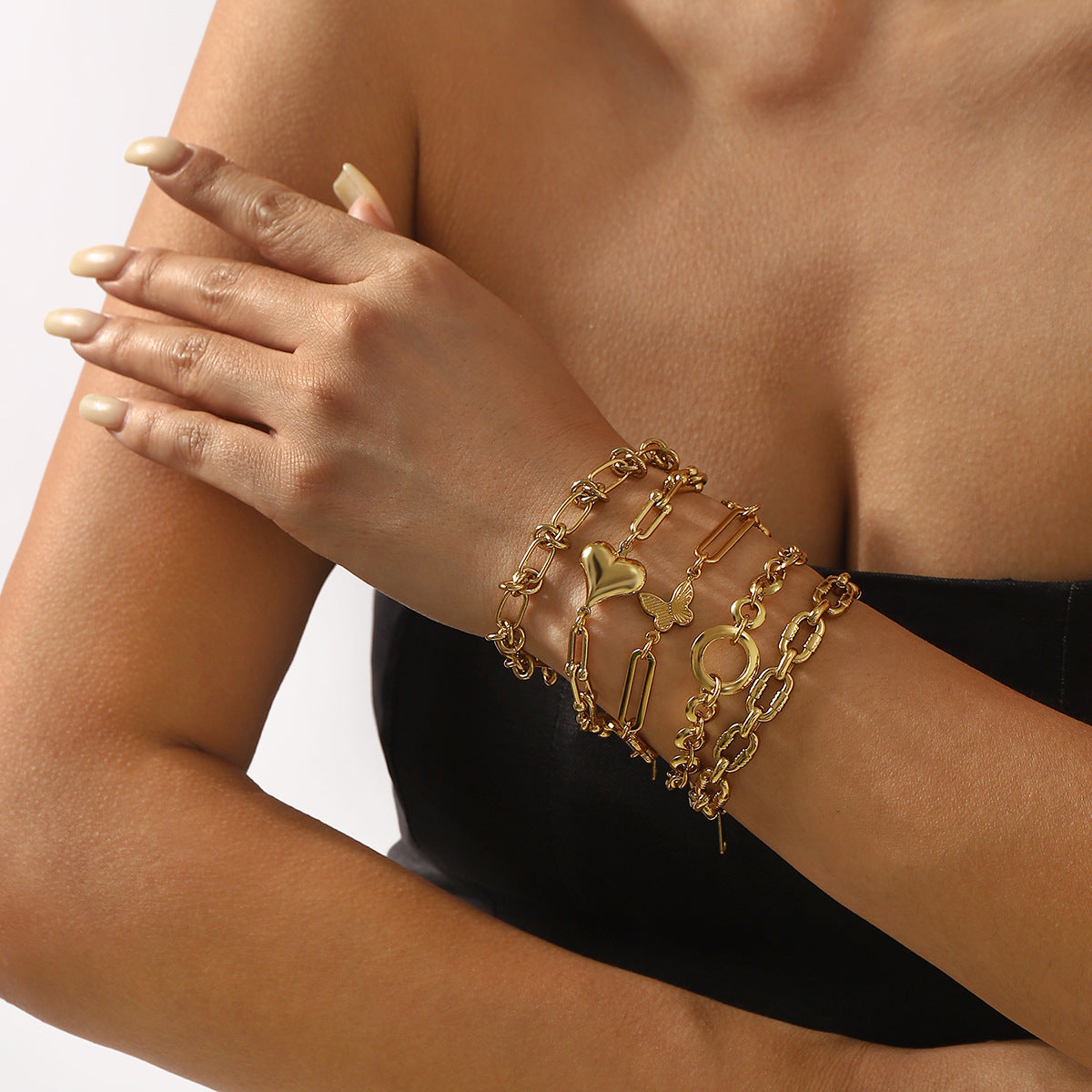 Pulsera geométrica de acero inoxidable chapado para mujer con estilo retro de Instagram y diseño contemporáneo único