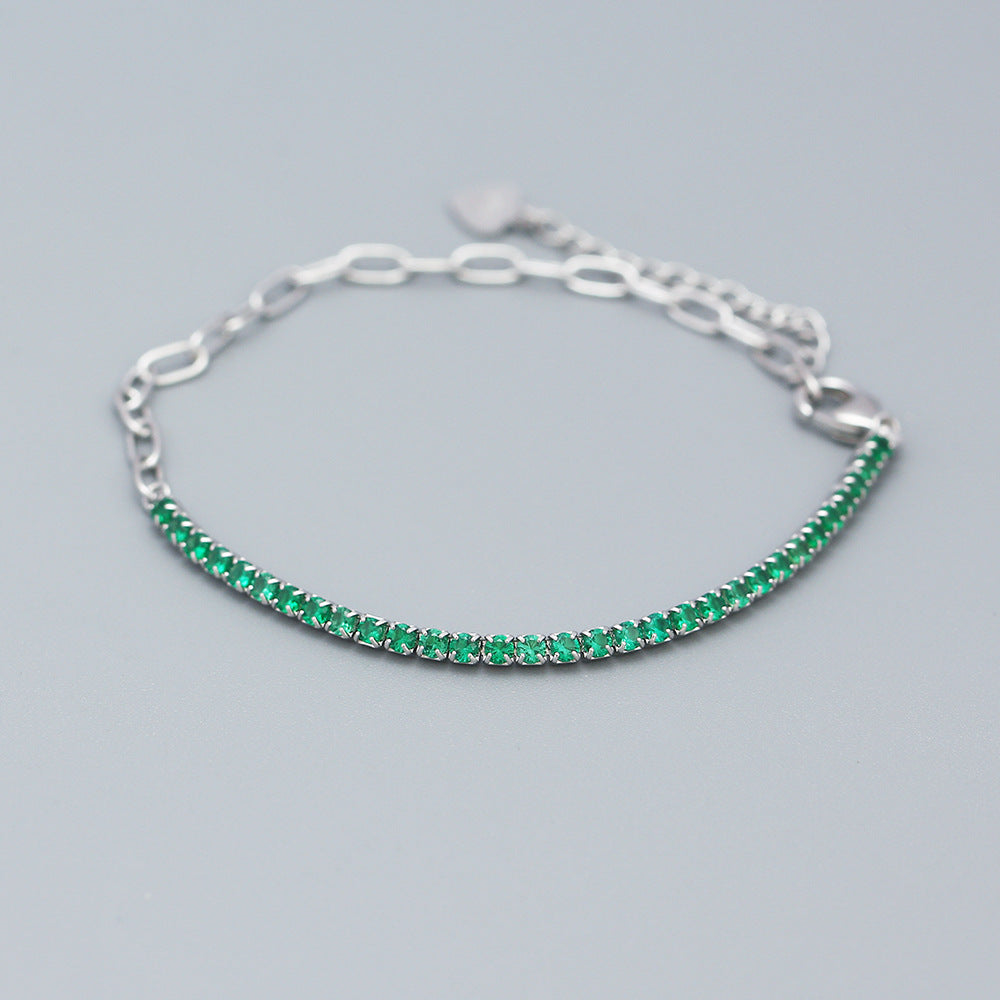 Bracciale da donna in argento sterling 925 placcato con zirconi cubici, lusso minimalista