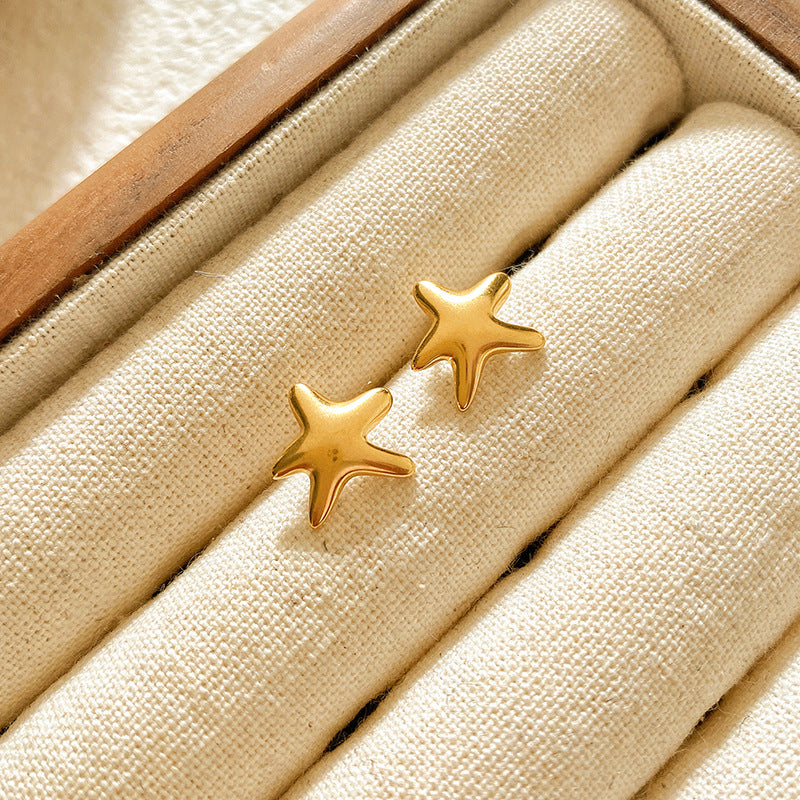 Sweet Star Brass Plated Stud Earrings for Women