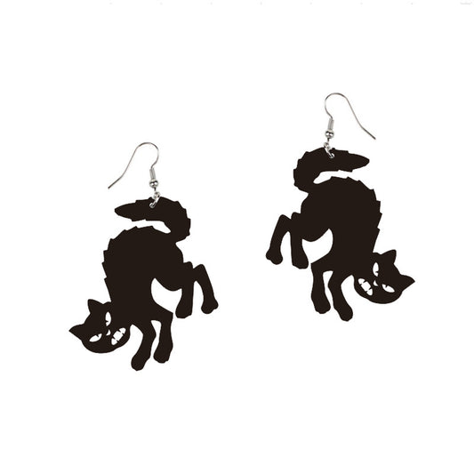 Lindos Pendientes de Gato de Dibujos Animados para Mujer Pendientes Acrílicos de Halloween con Diseño Animal Juguetón y Estilo Personalizado