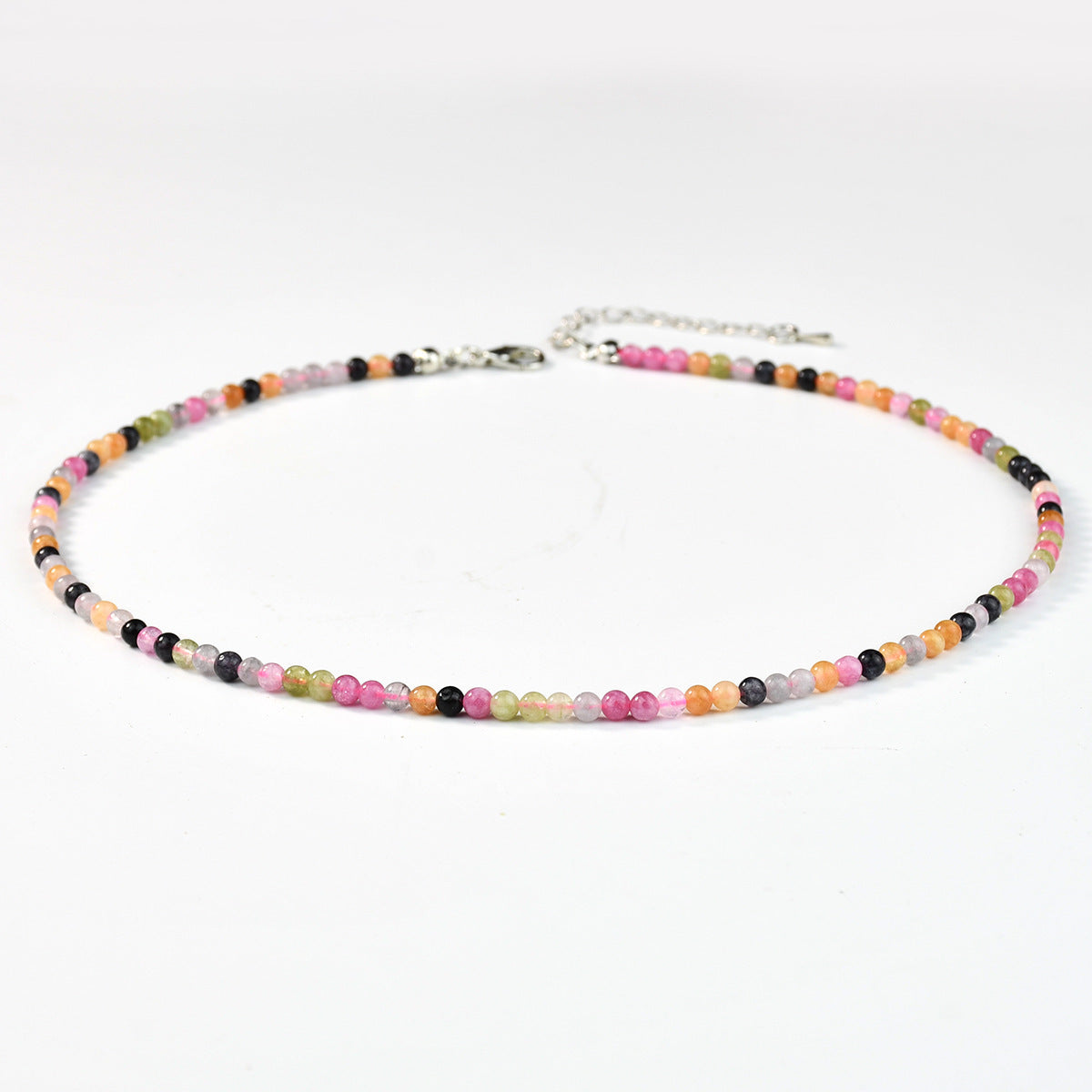 Collar colgante geométrico artístico vintage para mujer con cuentas de piedra natural tejidas a mano en cadena de bola redonda