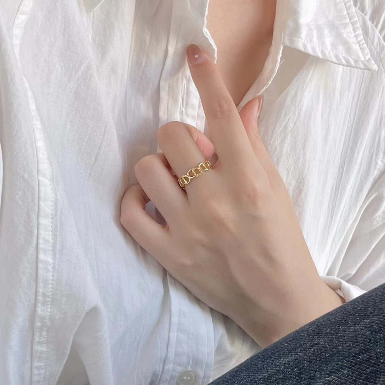 Minimalist Geometric Letter Ring in 925 Sterling Silver with Plated Finish for Women