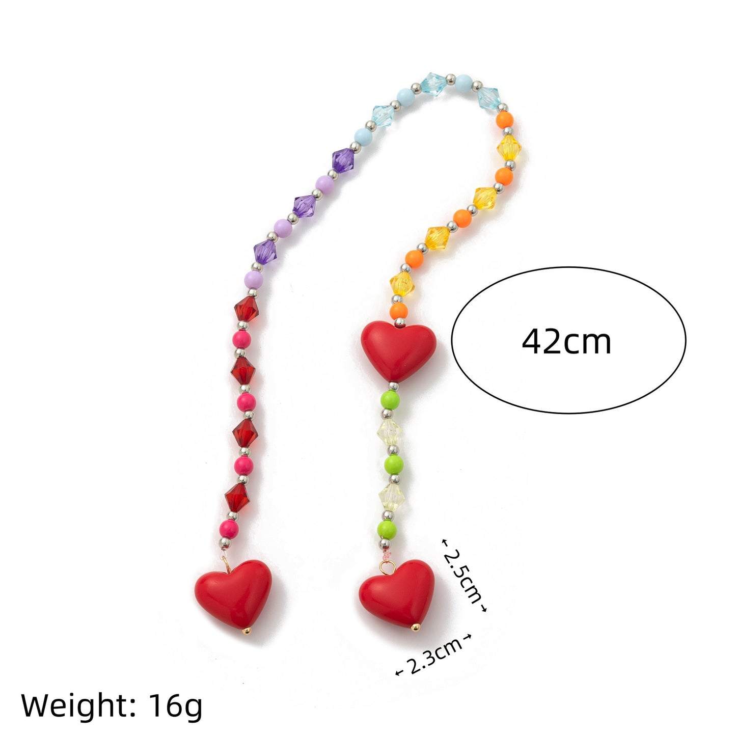 Red Heart Acrylic Pendant Charm Plated Finish