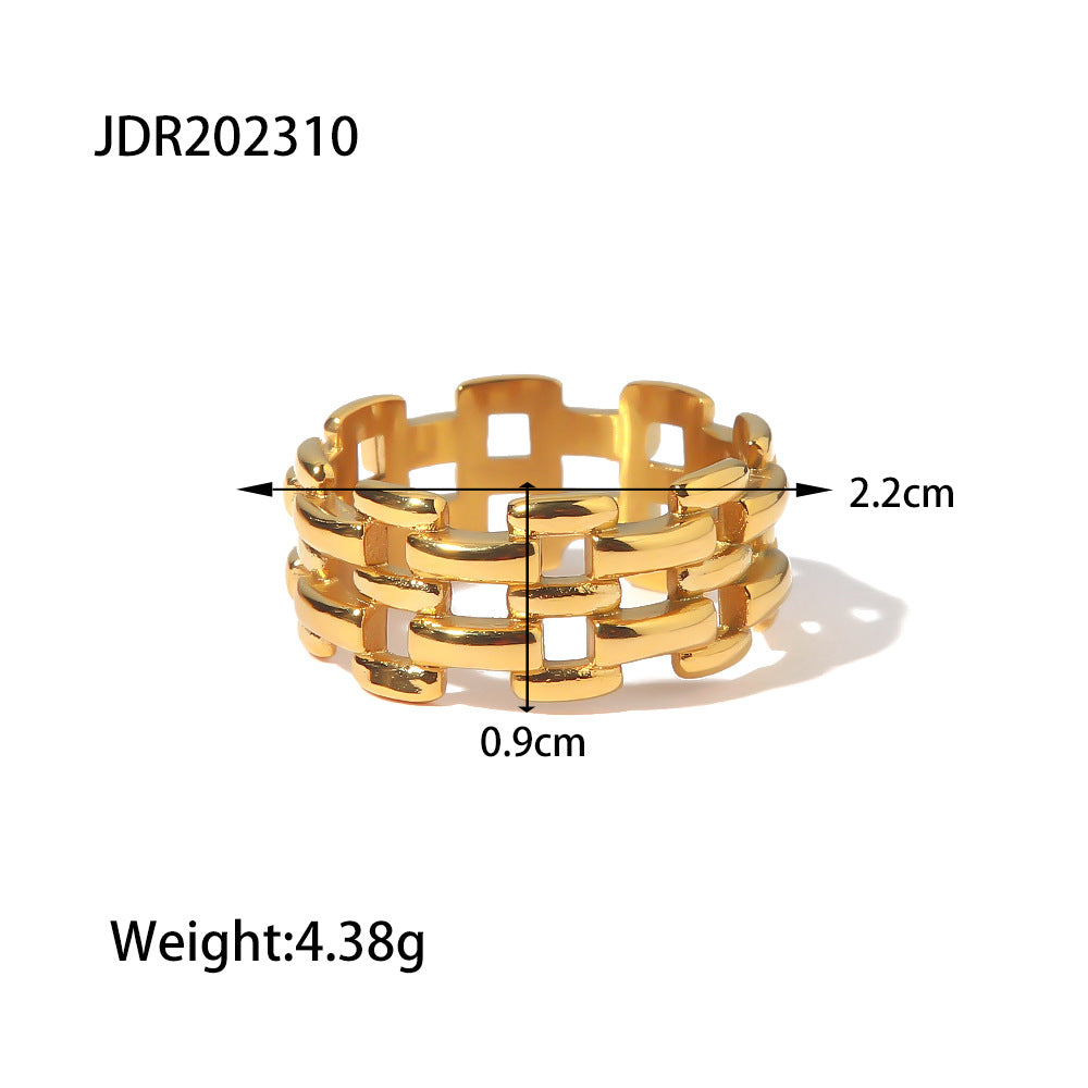 Geometric Plated Stainless Steel Ring for Women
