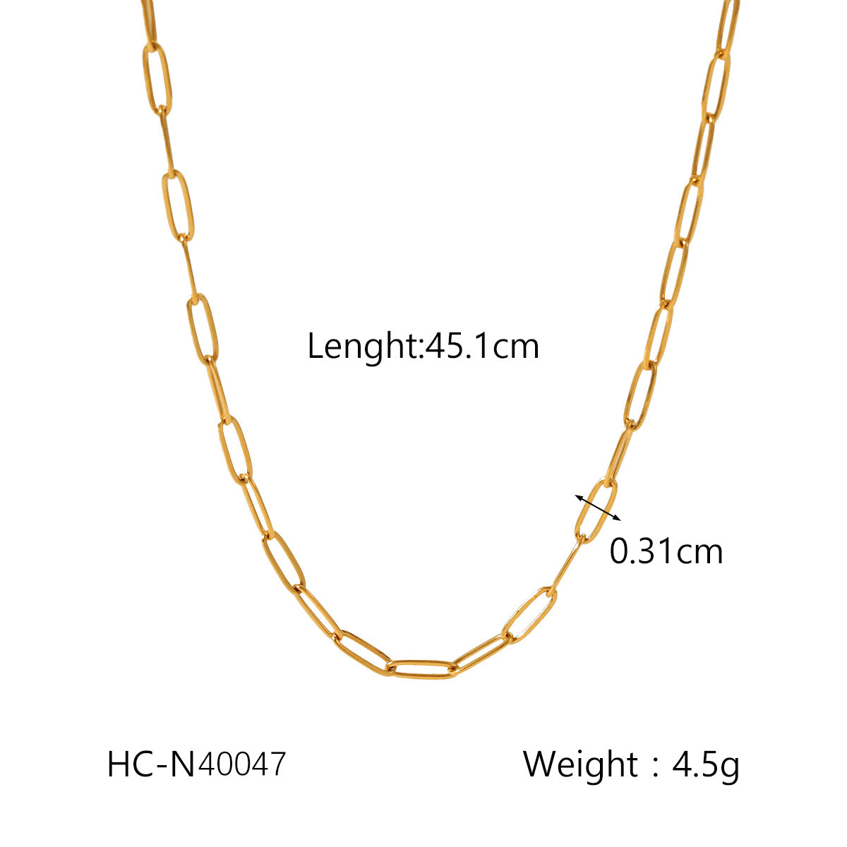 Minimalist 18K Gold Plated Geometric Titanium Steel O-Chain Necklace for Women