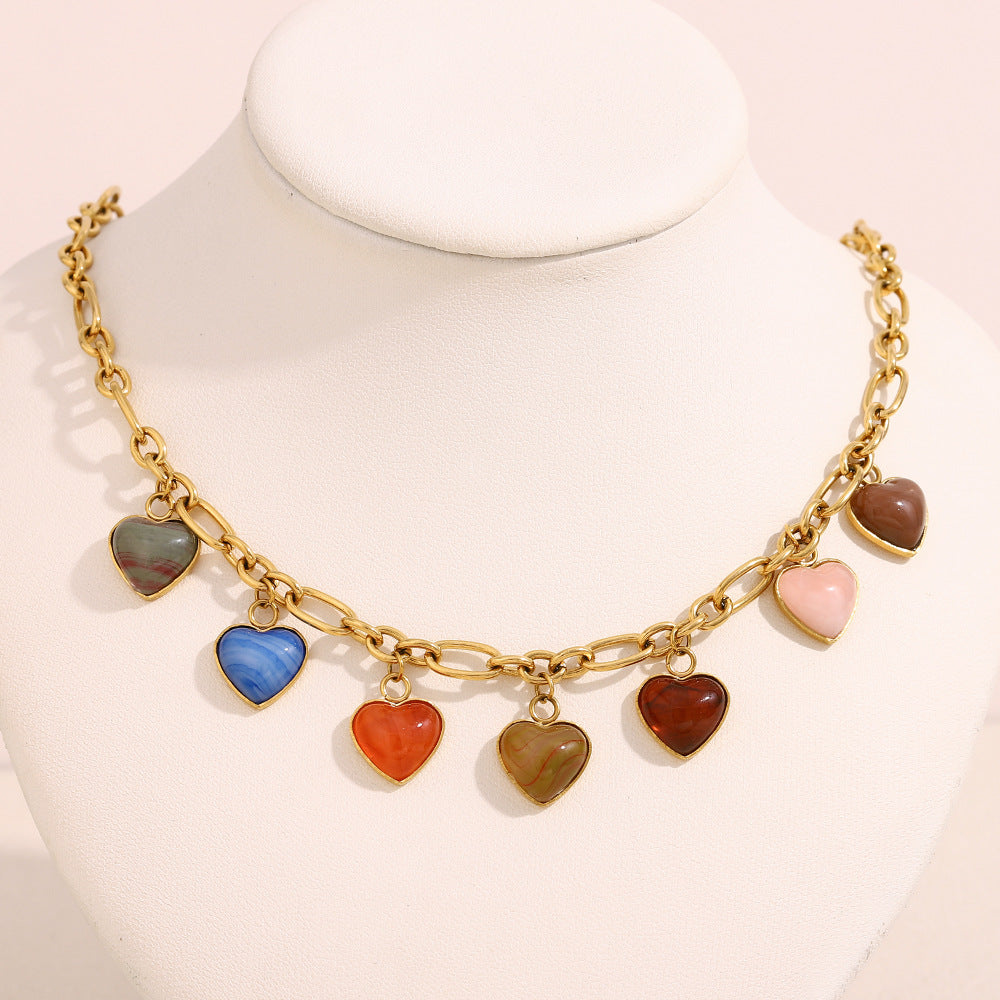 Collana con Ciondolo a Cuore Irregolare in Stile Francese Vintage in Acciaio Inossidabile con Placcatura in Oro 18K da Donna