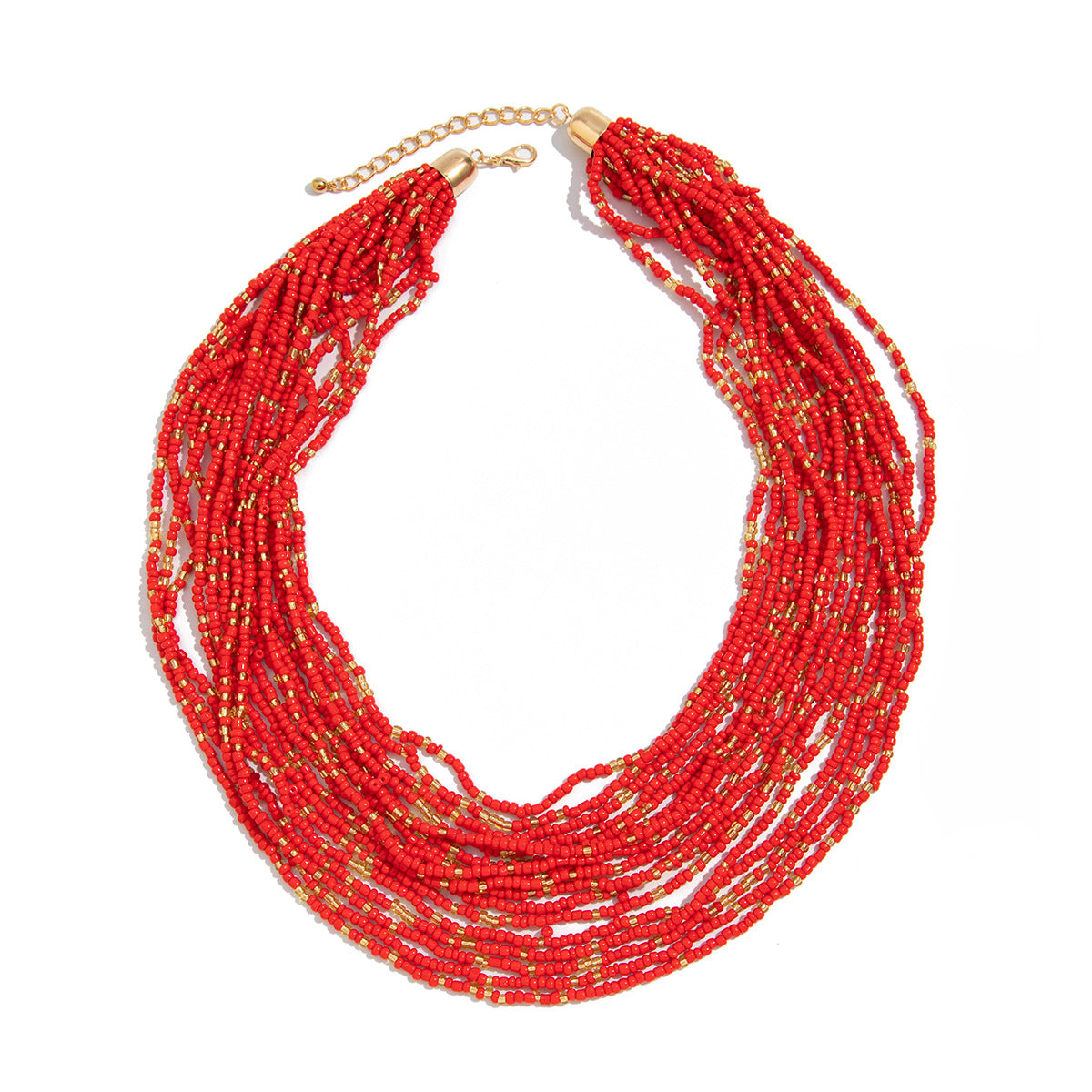 Collana Bohemien Geometrica da Donna con Design a Fili Multistrato Fatti a Mano e Perle