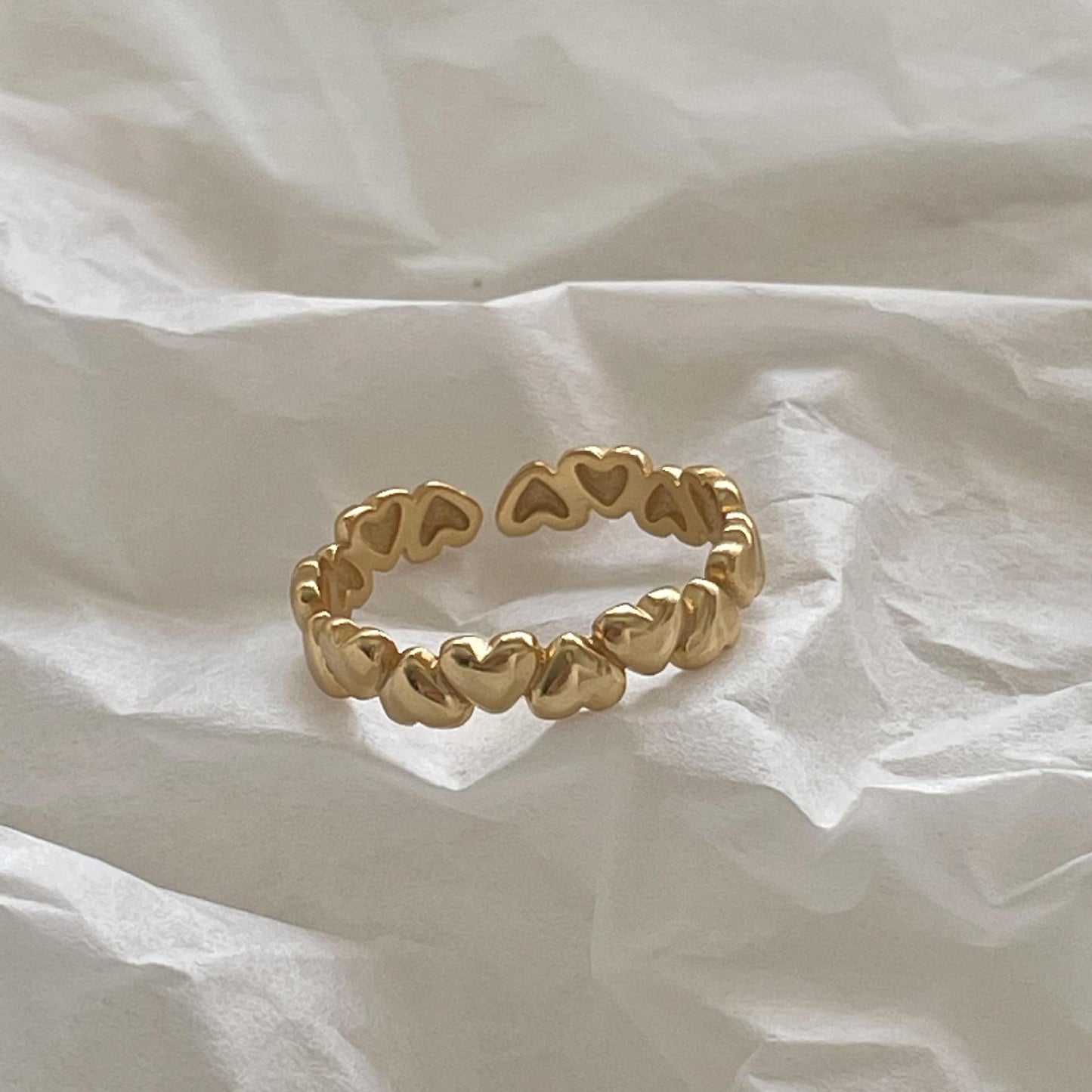 Anillo abierto minimalista en forma de corazón de plata de ley 925 para mujer con diseño geométrico y estética dulce