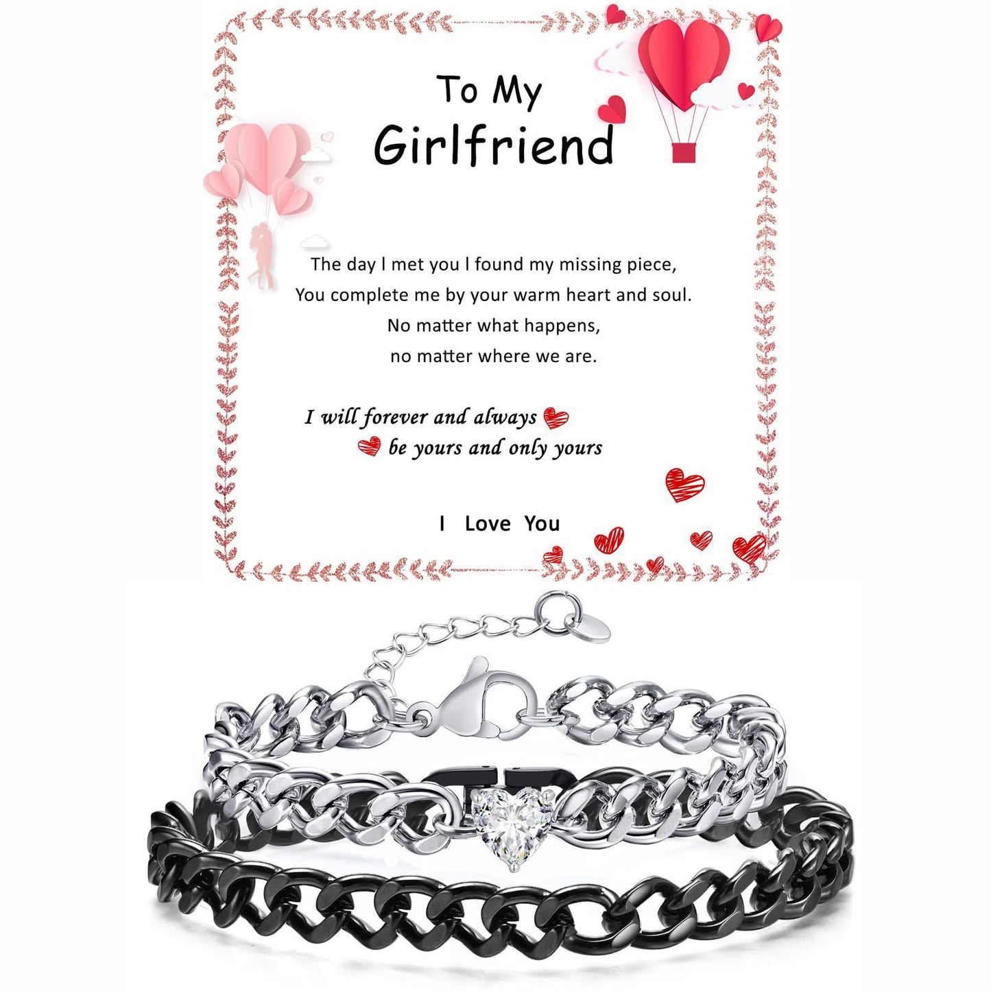 Minimalist Heart Geometric Stainless Steel Plated Cuban Link Chain Bracelet Unisex Adjustable Fashion Jewelry Gift