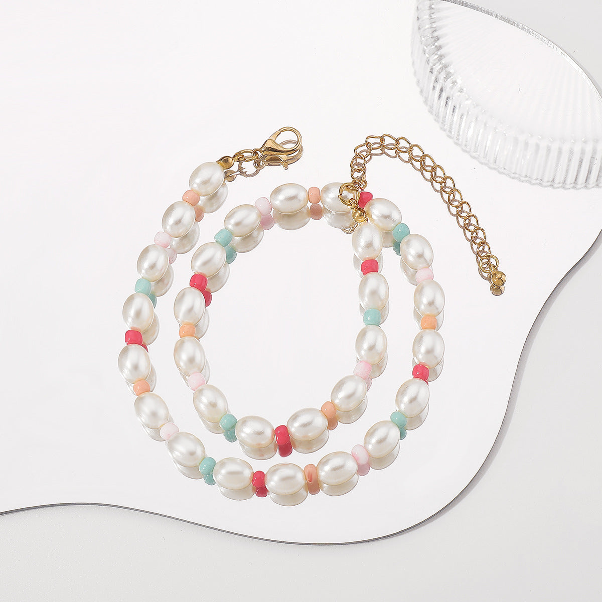 Pulsera de cuentas de perlas geométricas minimalistas para mujer, accesorio de moda hecho a mano para primavera y verano