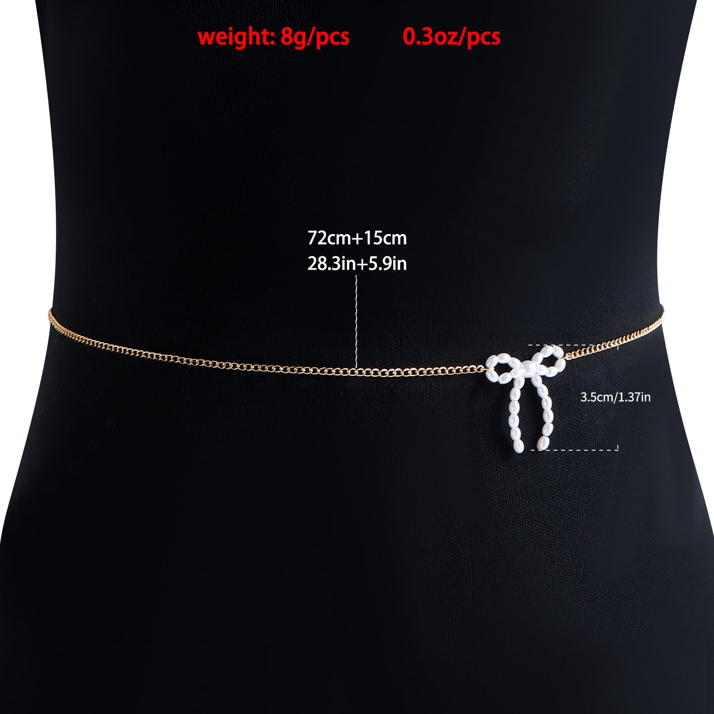 Minimalist Punk Casual Metal Bow Faux Pearl Body Chain for Women