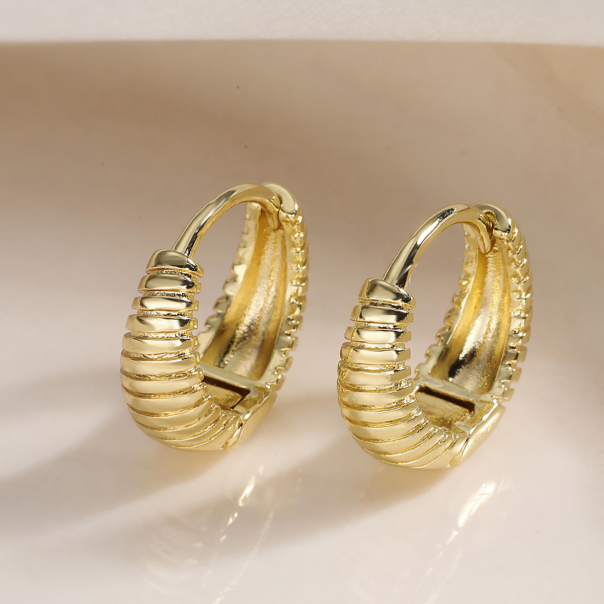 Minimalist Vintage 18K Gold Plated Brass Geometric Heart Earrings