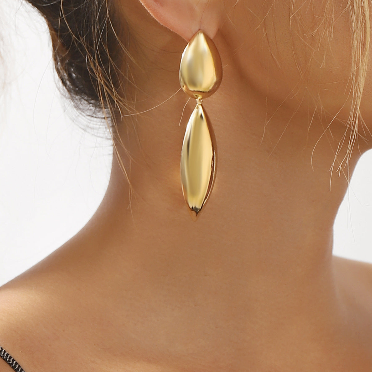 Pendientes Geométricos con Forma de Gota en Hierro Galvanizado para Mujer, Joyería de Moda Minimalista y Versátil