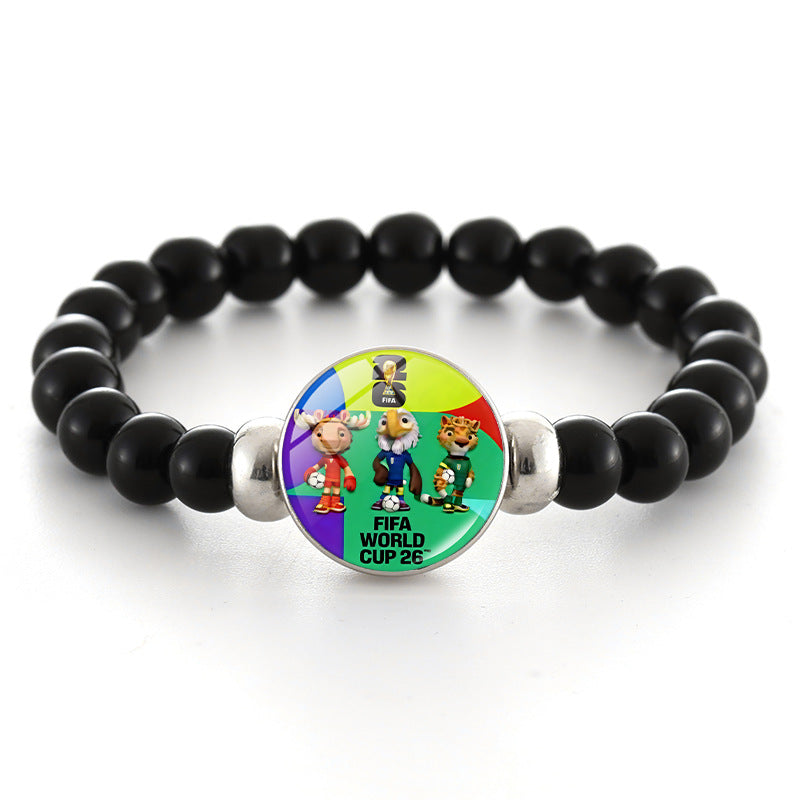 Unisex Geometric Round Crystal Beaded Bracelet World Cup Commemorative Jewelry