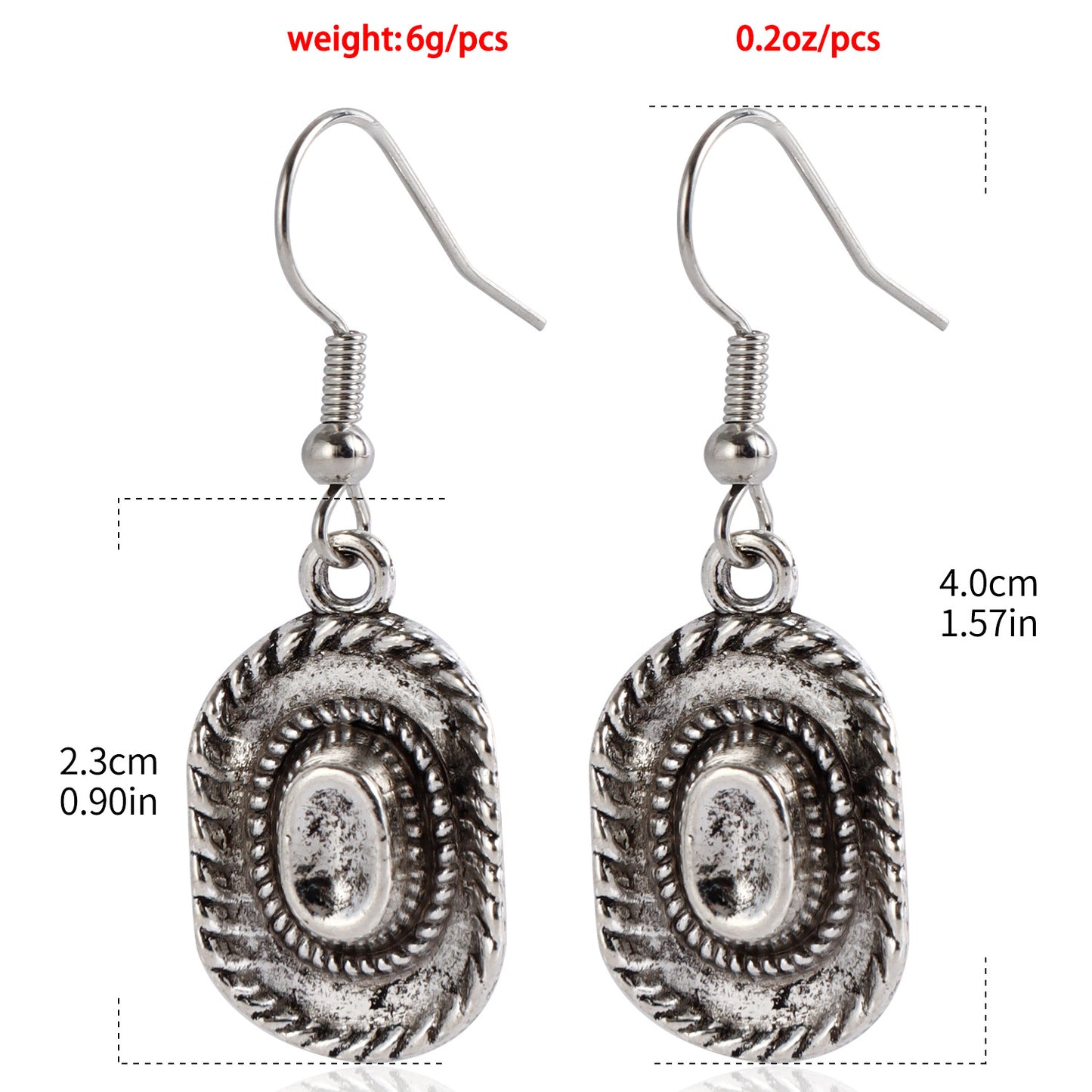 Pendientes de aro de metal geométricos estilo Punk Western con borlas y colgante de cactus para mujer