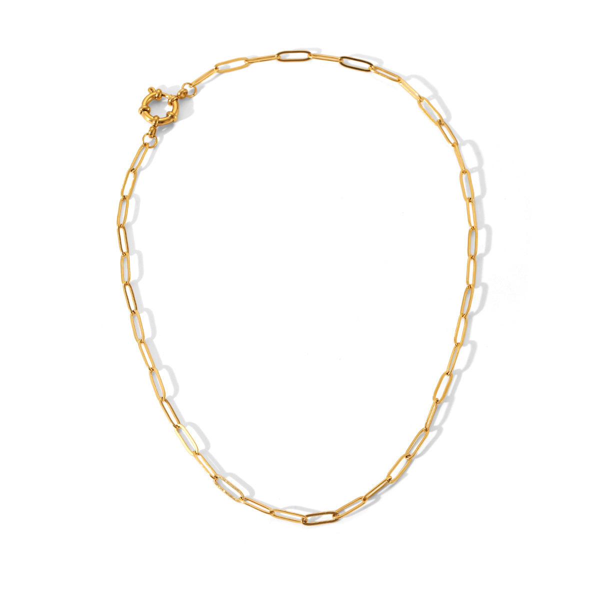 Minimalist Geometric Stainless Steel Pendant Necklace with O-Shape Spring Clasp for Women