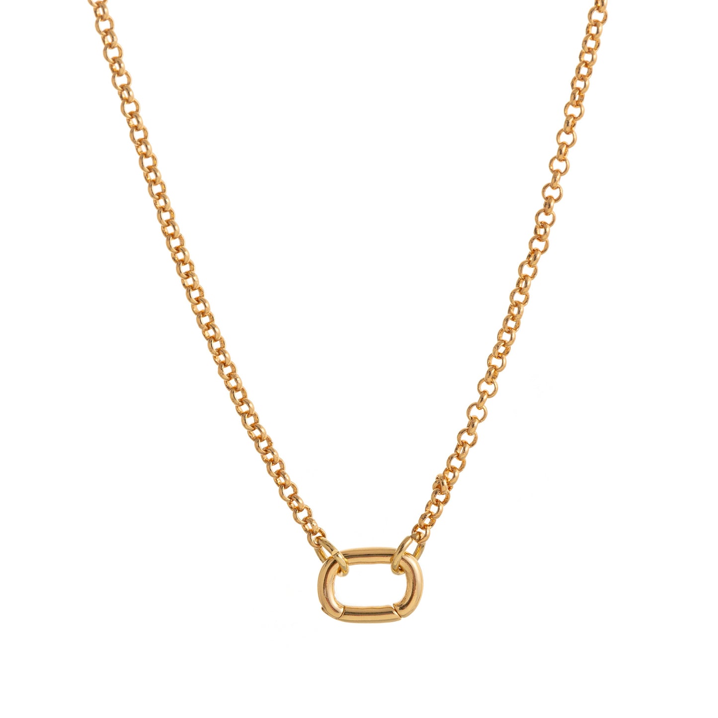 Vintage 18K Gold Plated Brass Geometric Heart Round Oval Cubic Zirconia Pendant Corn Chain Necklace DIY Charm Bar