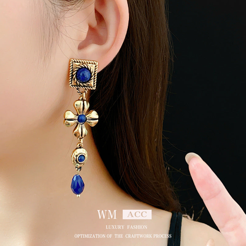 Vintage Floral Earrings with Alloy Construction and Handcrafted Details for Women