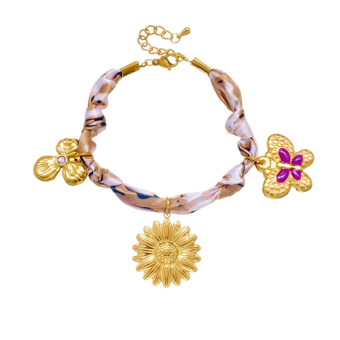 Sweet Cartoon Butterfly Floral Drip Oil Plated Stainless Steel Bracelet