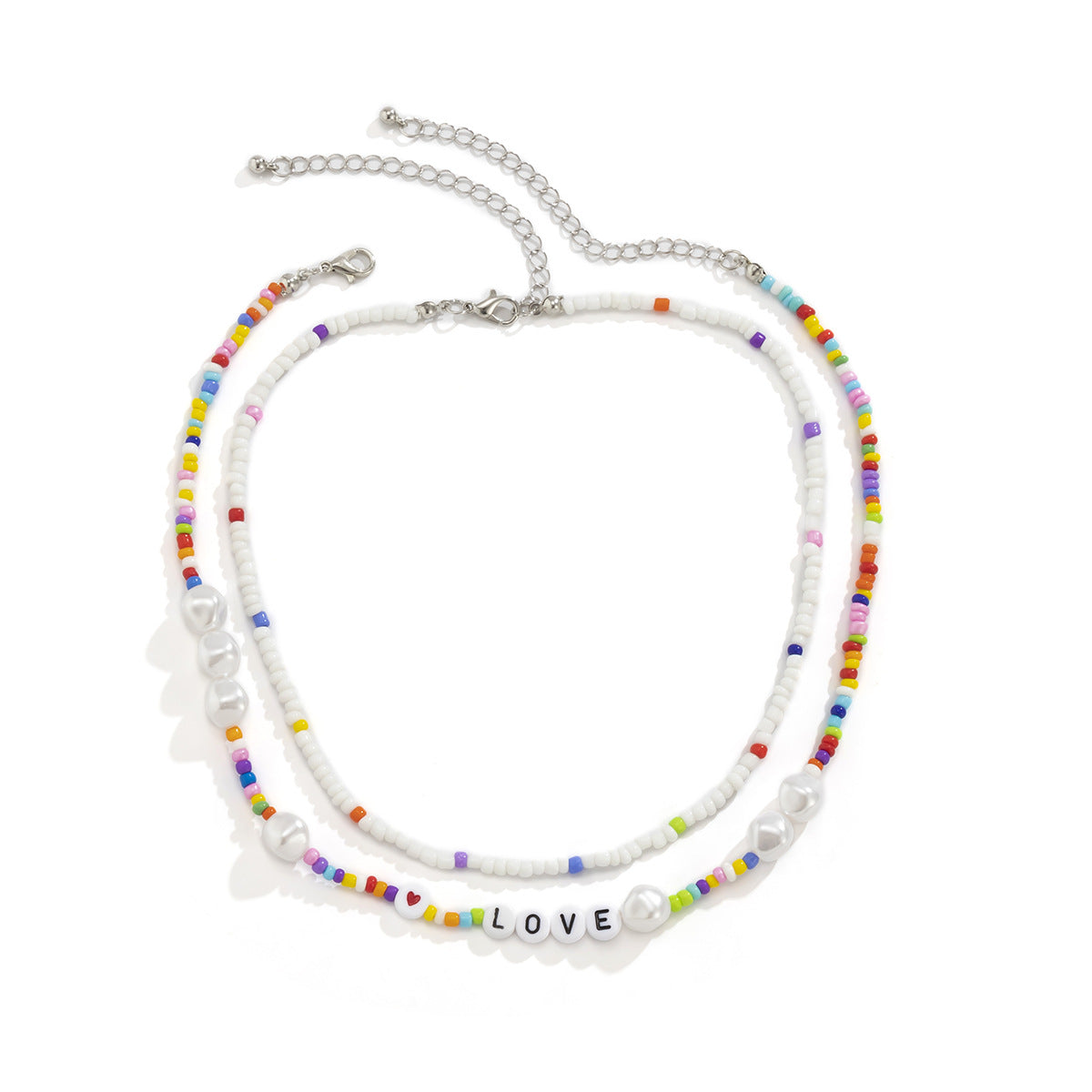 Minimalist Geometric Resin Pearl Letter Necklace for Women with Braided Pendant and Round Bead Chain