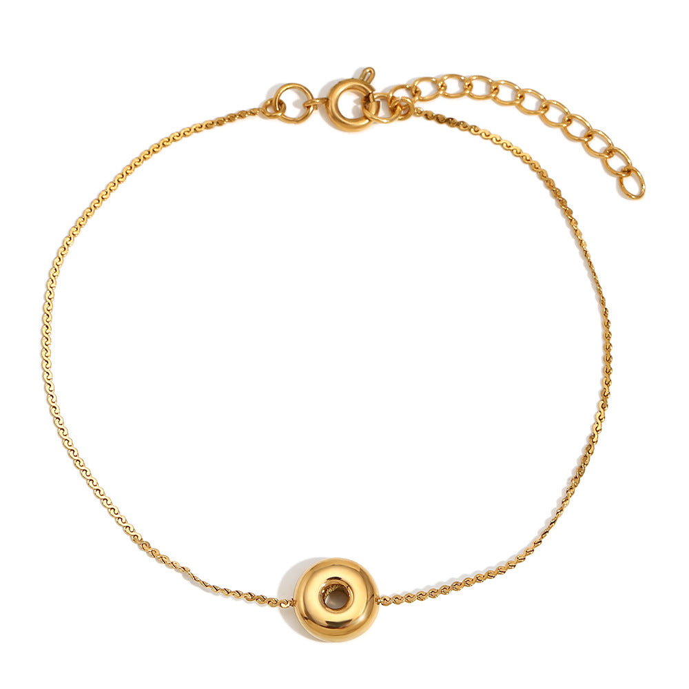 Pulsera de Burbujas para Mujer de Acero Inoxidable con Letra S Minimalista y Chapado en Oro de 18K