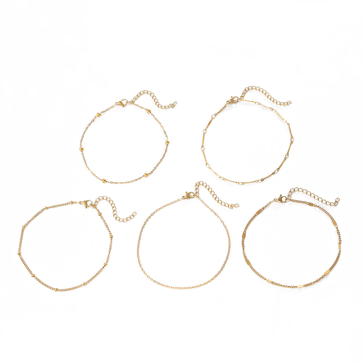 Minimalist 18K Gold Plated Stainless Steel Ball Chain Anklet for Women