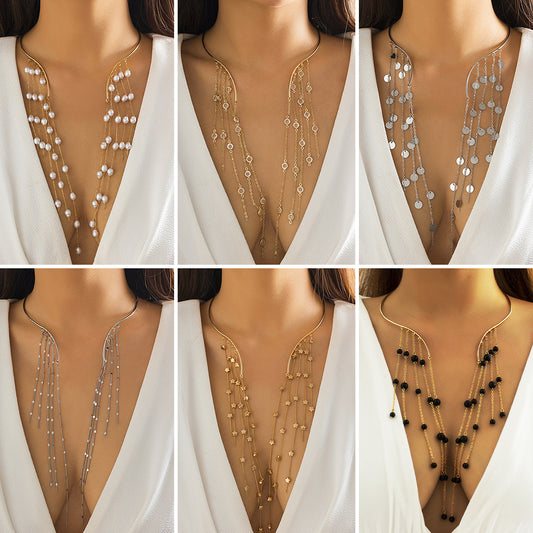Gargantilla minimalista de metal con forma de estrella geométrica, electrochapada y con colgante de aleación para mujer