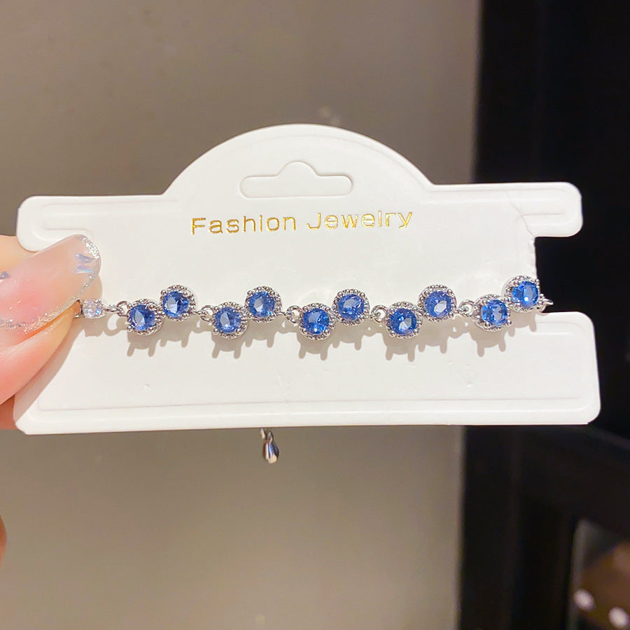Minimalist Luxury Round Geometric Brass Bracelet with Cubic Zirconia Inlay for Women