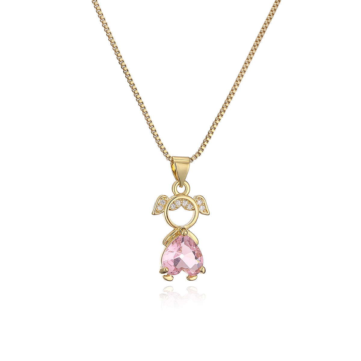 Collar Colgante Geométrico Minimalista de Cobre con Baño de Oro y Circonita para Mujer y Hombre