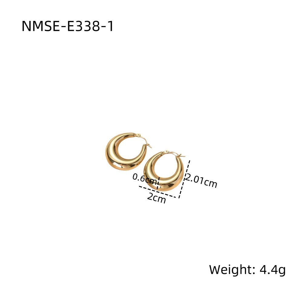 Pendientes de aro geométricos de acero inoxidable de moda con baño de oro de 18 quilates para mujer