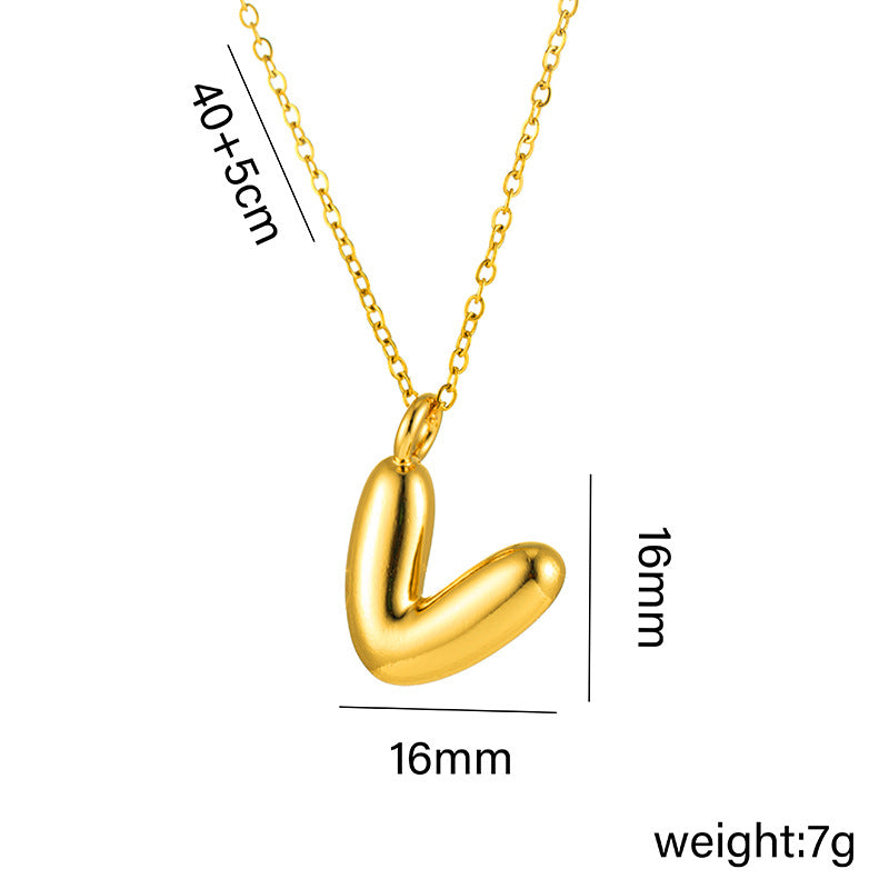 Collar minimalista de acero de titanio chapado en oro de 18 quilates con forma de letra delicada para mujer