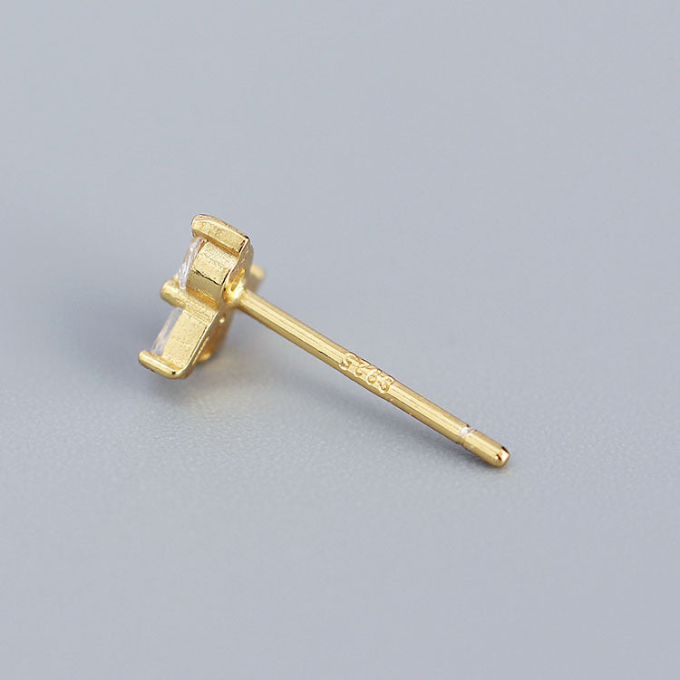 Orecchini minimalistici geometrici quadrati con zirconi cubici in argento sterling 925