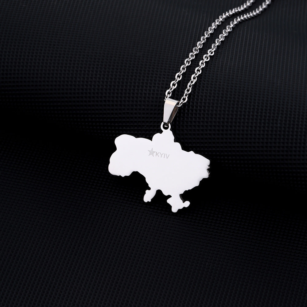 Collana con ciondolo geometrico etnico vintage da donna in acciaio inossidabile e titanio con finitura placcata, catena a O