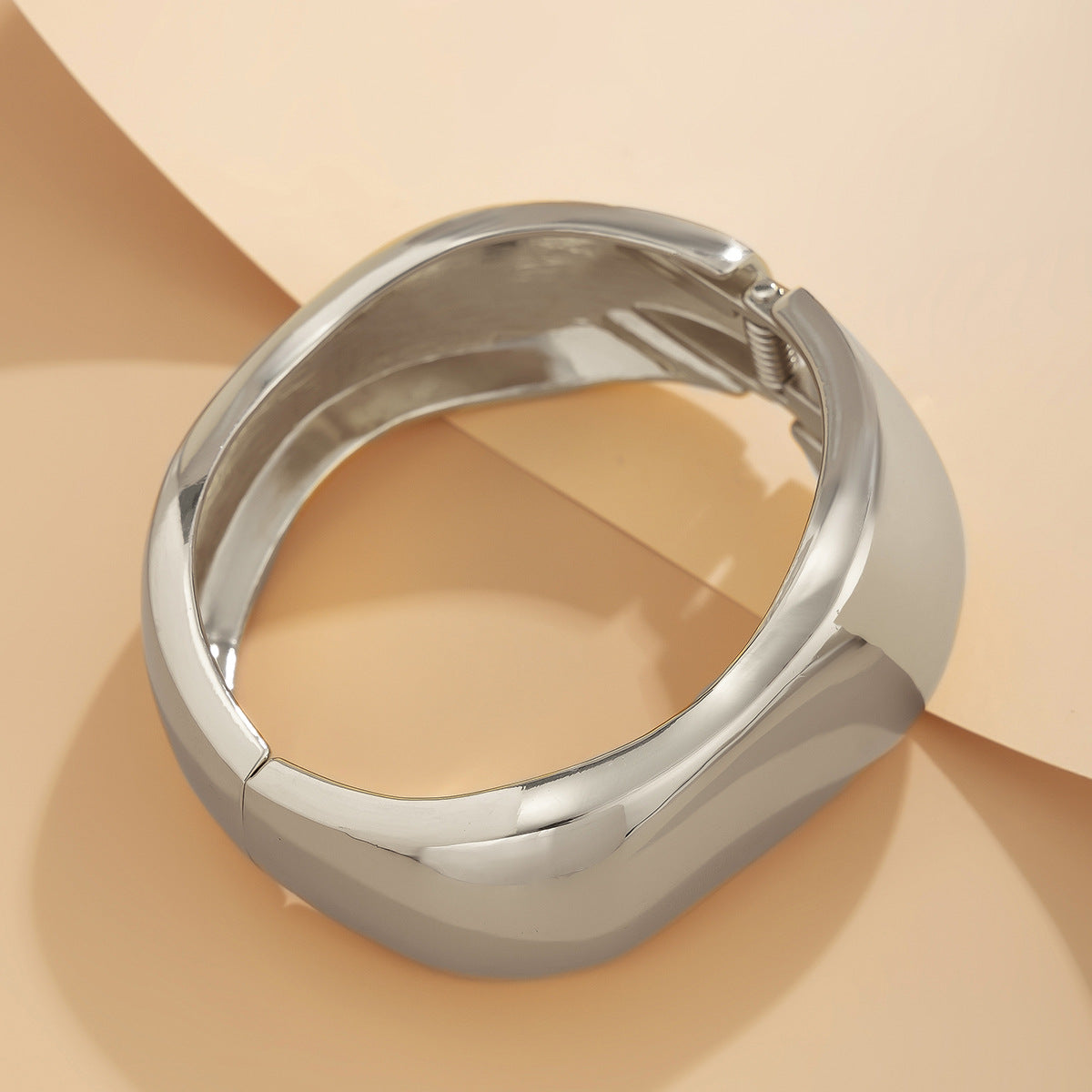 Minimalist Geometric Alloy Plated Bangle Bracelet Set Irregular Line Spring Cuff