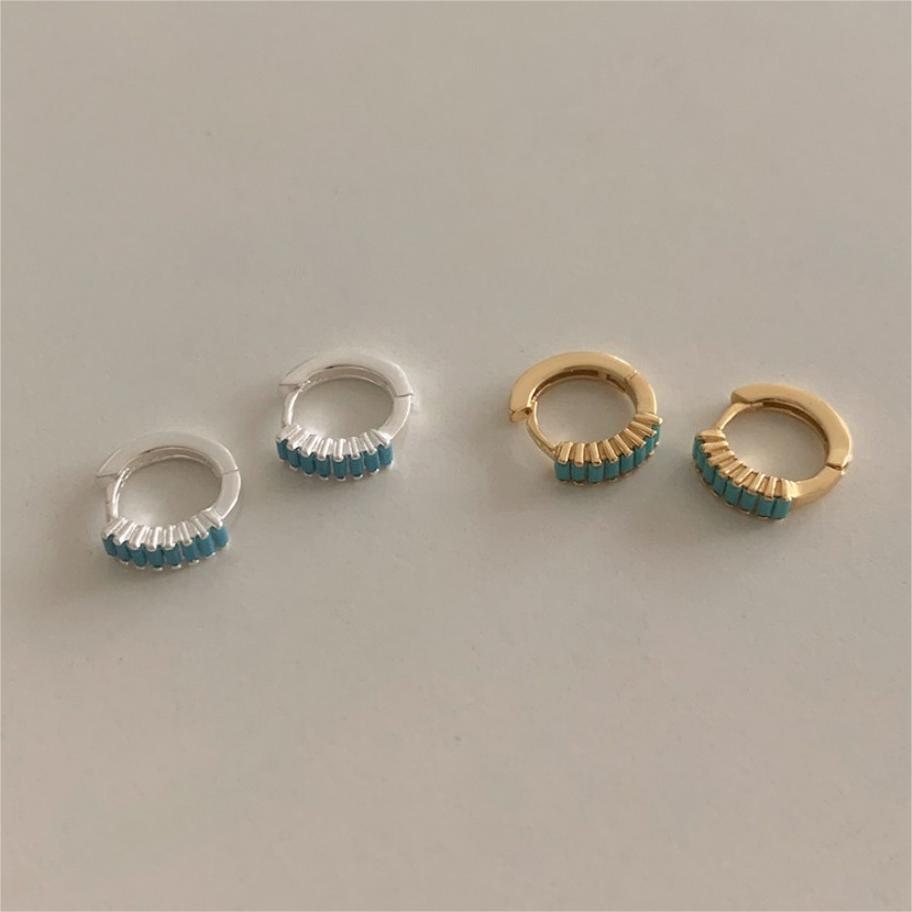 Minimalist Sweet 925 Sterling Silver Square Cubic Zirconia Plated Hoop Earrings for Women