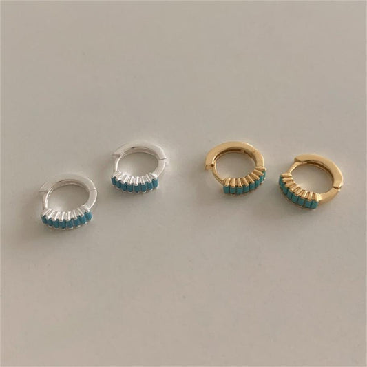 Orecchini a Cerchio da Donna Minimalisti in Argento Sterling 925 con Zirconi Quadrati