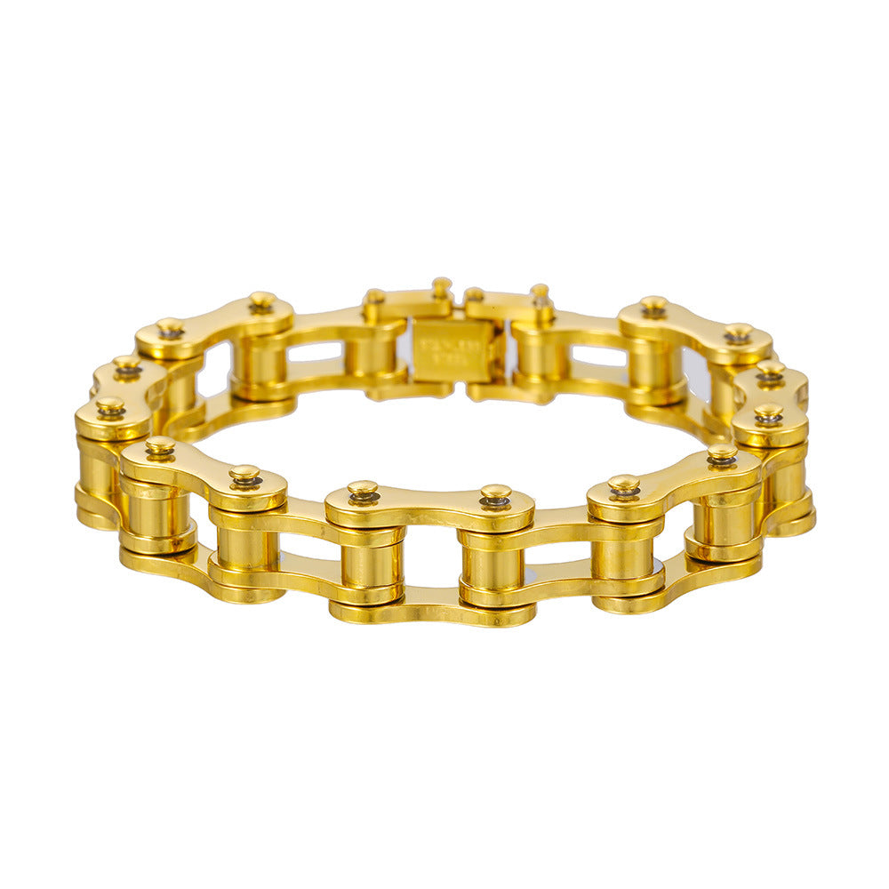 Punk Geometric Round Titanium Steel Stainless Steel Men's Rolling Bicycle Bracelet
