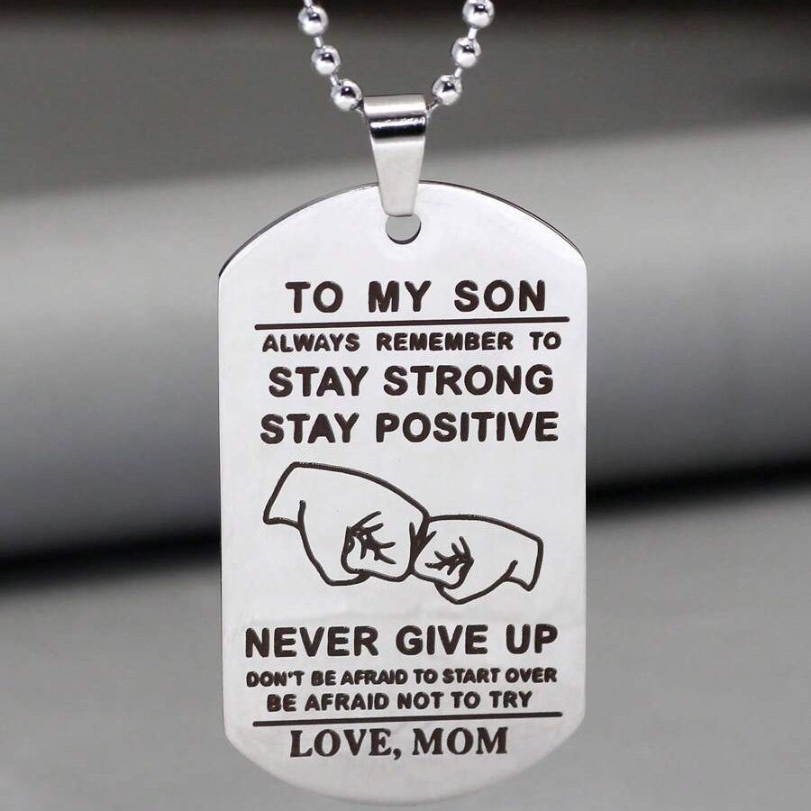 Minimalist Geometric Stainless Steel Dog Tag Pendant Necklace with Polished Finish for Unisex Daily Wear